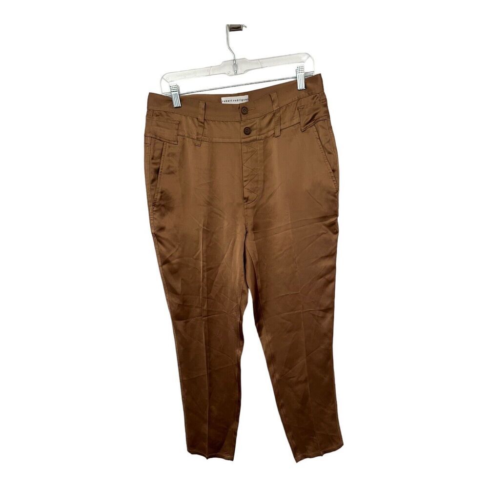 Robert Rodriguez Womens Pants Size Medium Brown Satin Career Lightweight